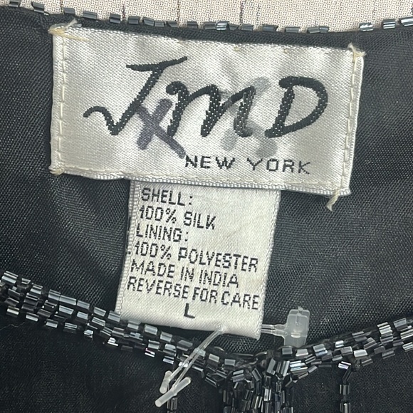 JMD New York 100% Silk Sequins Open Front Jacket Blazer Formal Size Large - Picture 3 of 6